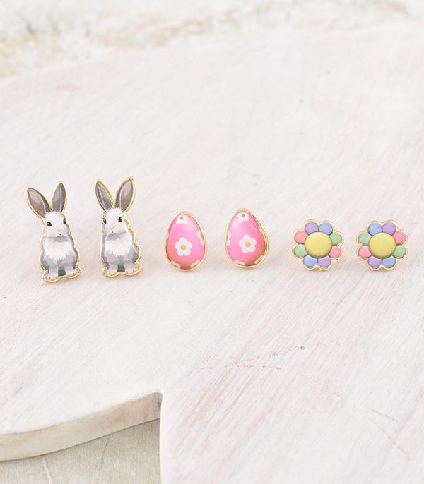 New Arrival :: Wholesale 3PC Set Easter Bunny Earrings