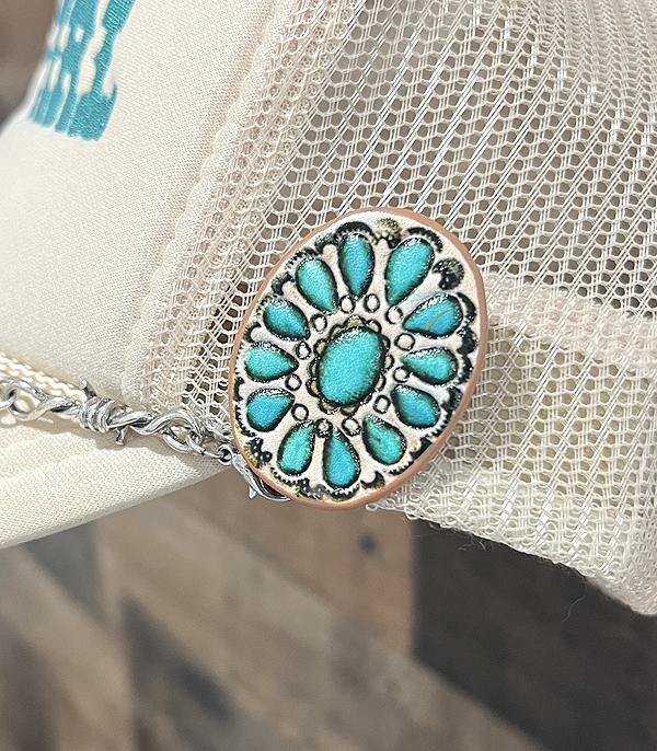 HATS I HAIR ACC :: HAT ACCESSORIES :: Wholesale Western Turquoise Concho Pin