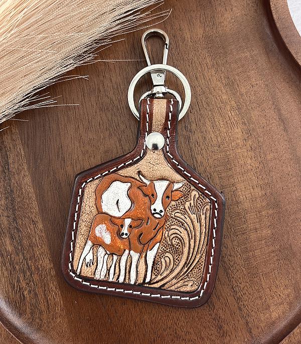 <font color=BLUE>WATCH BAND/ GIFT ITEMS</font> :: KEYCHAINS :: Wholesale Genuine Leather Cattle Tag Keychain