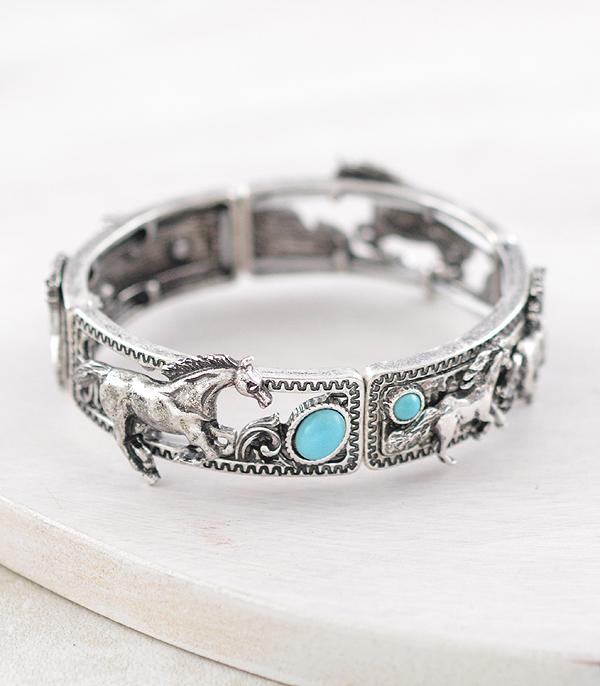 BRACELETS :: STRETCH :: Wholesale Western Running Horse Bracelet