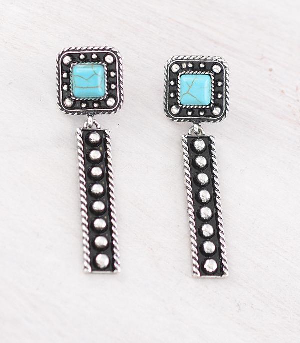 EARRINGS :: WESTERN POST EARRINGS :: Wholesale Western Turquoise Concho Drop Earrings