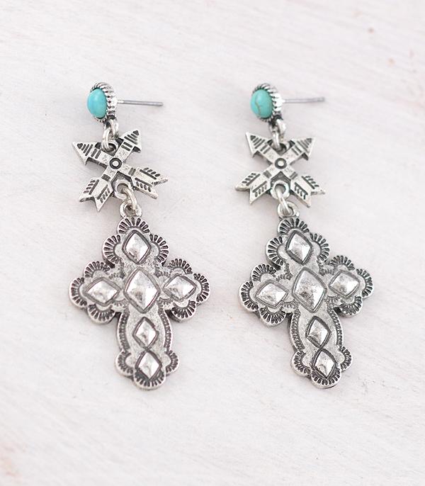 EARRINGS :: WESTERN POST EARRINGS :: Wholesale Western Cross Concho Earrings