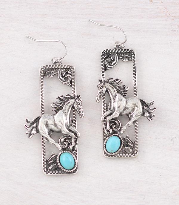 EARRINGS :: WESTERN HOOK EARRINGS :: Wholesale Western Running Horse Earrings