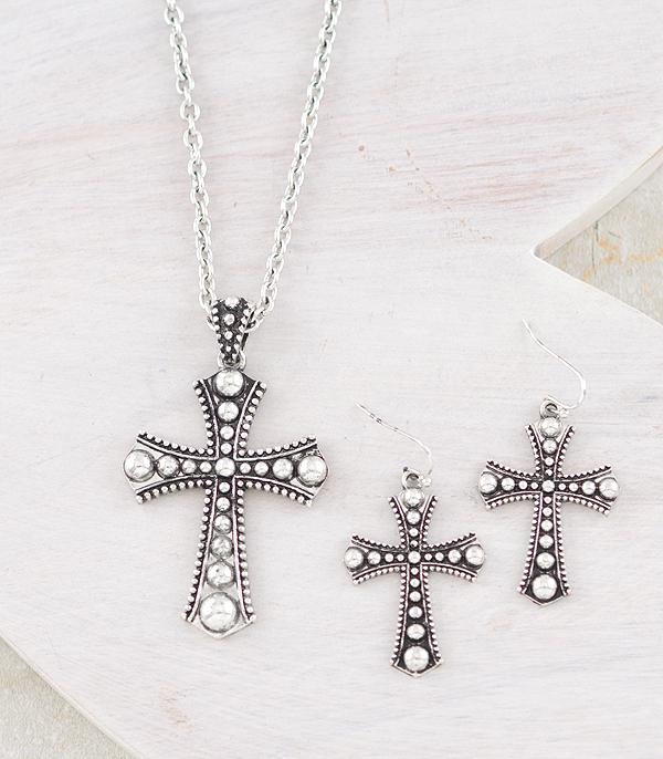 NECKLACES :: CHAIN WITH PENDANT :: Wholesale Western Cross Pendant Necklace Set