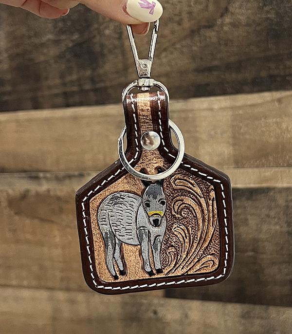 <font color=BLUE>WATCH BAND/ GIFT ITEMS</font> :: KEYCHAINS :: Wholesale Western Leather Cattle Tag Keychain