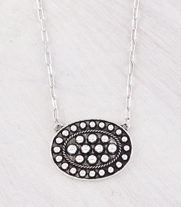 NECKLACES :: CHAIN WITH PENDANT :: Wholesale Western Oval Concho Necklace