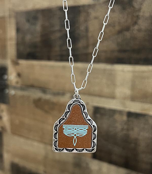 NECKLACES :: WESTERN TREND :: Wholesale Western Boot Stitch Cattle Tag Necklace