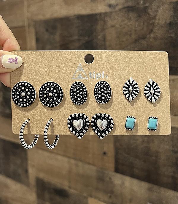 EARRINGS :: WESTERN POST EARRINGS :: Wholesale Western Bubble Textured Concho Earrings 