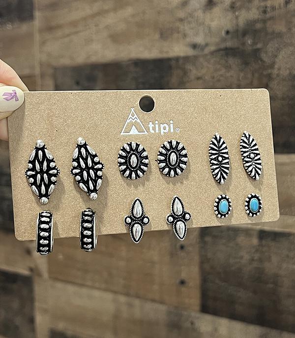 EARRINGS :: WESTERN POST EARRINGS :: Wholesale Western Bubble Textured Earrings Set