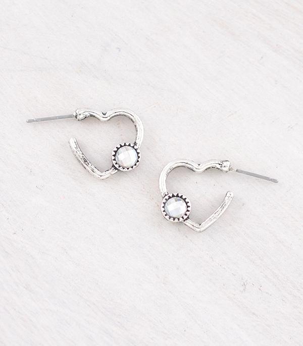 EARRINGS :: HOOP EARRINGS :: Wholesale Western Mini Heart Hoop Earrings