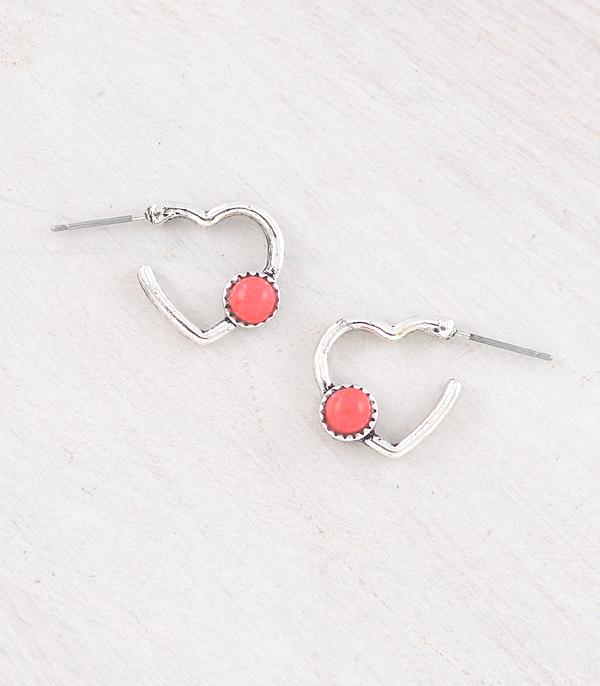 EARRINGS :: HOOP EARRINGS :: Wholesale Western Heart Hoop Earrings