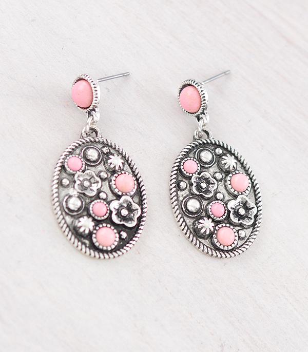 WHAT'S NEW :: Wholesale Western Pink Flower Concho Earrings