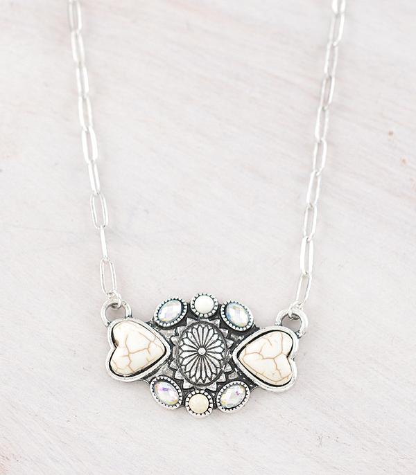NECKLACES :: CHAIN WITH PENDANT :: Wholesale Western Heart Concho Pendant Necklace