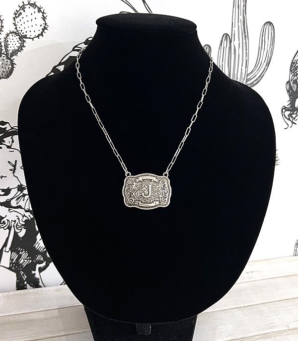 INITIAL JEWELRY :: NECKLACES | RINGS :: Wholesale Western Initial Buckle Necklace