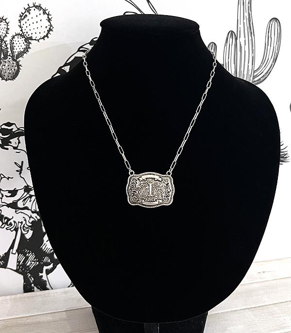 INITIAL JEWELRY :: NECKLACES | RINGS :: Wholesale Western Initial Buckle Necklace
