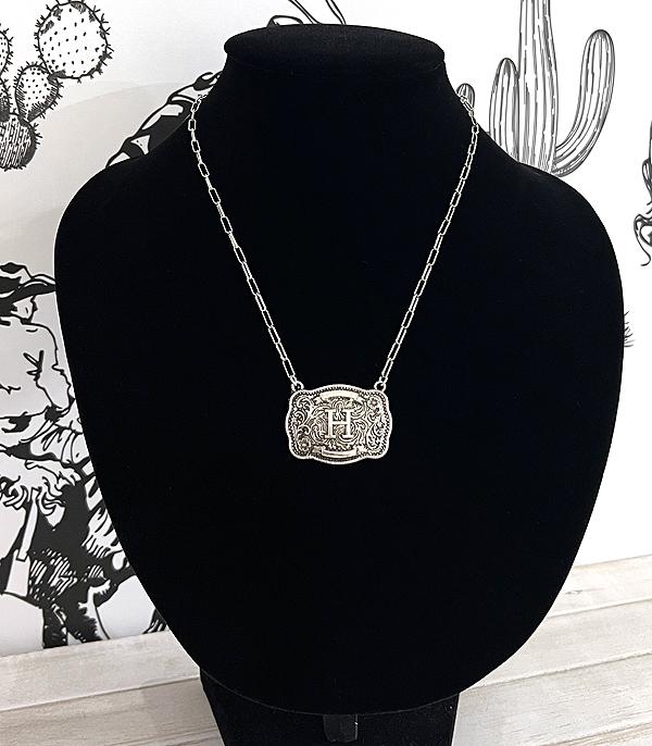 INITIAL JEWELRY :: NECKLACES | RINGS :: Wholesale Western Initial Buckle Necklace