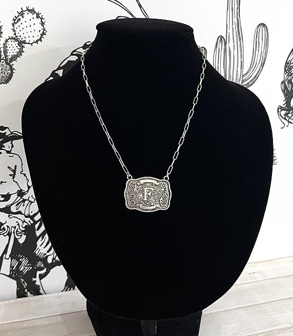INITIAL JEWELRY :: NECKLACES | RINGS :: Wholesale Western Initial Buckle Necklace