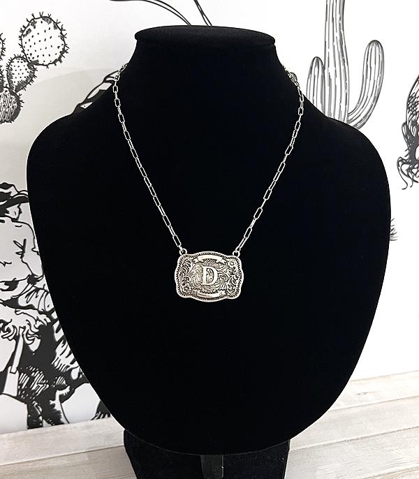 INITIAL JEWELRY :: NECKLACES | RINGS :: Wholesale Western Initial Buckle Necklace