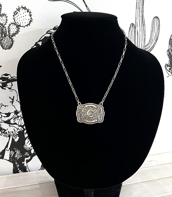 INITIAL JEWELRY :: NECKLACES | RINGS :: Wholesale Western Initial Buckle Necklace