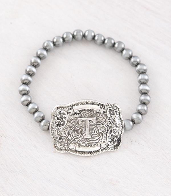 INITIAL JEWELRY :: BRACELETS | EARRINGS :: Wholesale Western Buckle Initial Navajo Bracelet