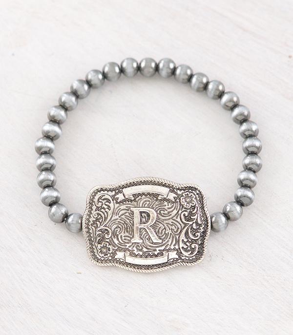 INITIAL JEWELRY :: BRACELETS | EARRINGS :: Wholesale Western Buckle Initial Navajo Bracelet