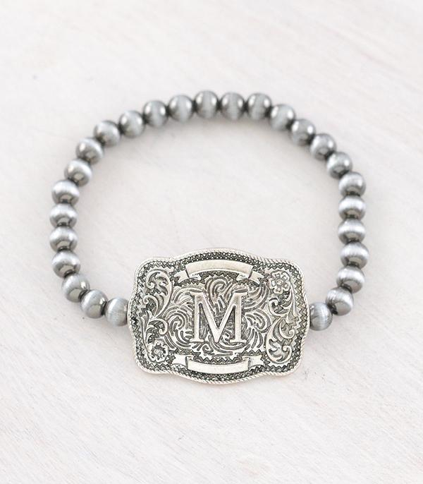 INITIAL JEWELRY :: BRACELETS | EARRINGS :: Wholesale Western Buckle Initial Navajo Bracelet