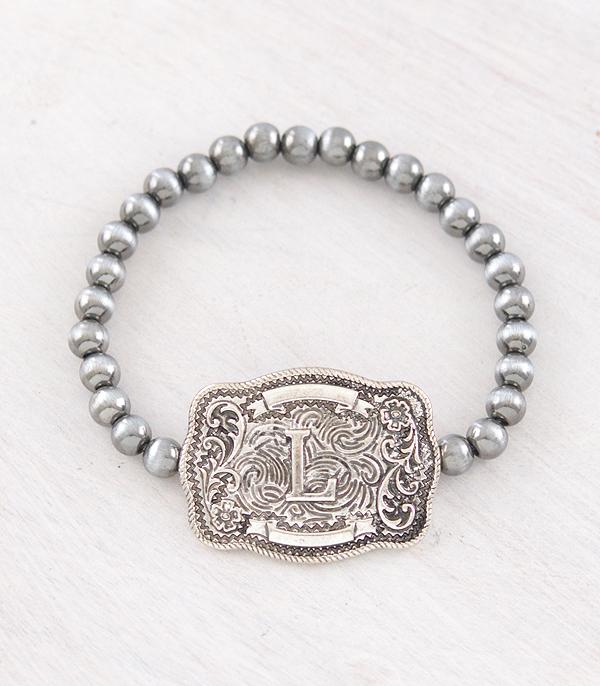 INITIAL JEWELRY :: BRACELETS | EARRINGS :: Wholesale Western Buckle Initial Navajo Bracelet