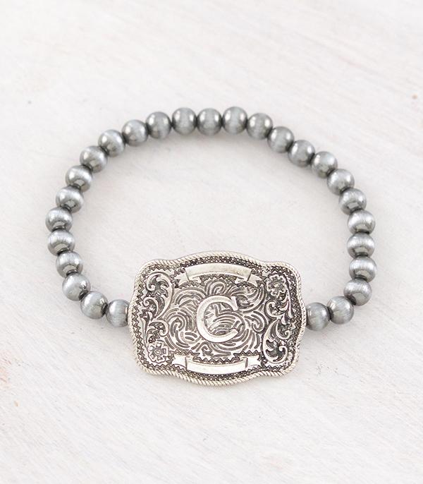 INITIAL JEWELRY :: BRACELETS | EARRINGS :: Wholesale Western Buckle Initial Navajo Bracelet