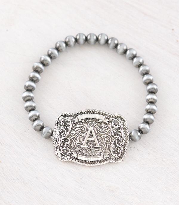INITIAL JEWELRY :: BRACELETS | EARRINGS :: Wholesale Western Buckle Initial Navajo Bracelet