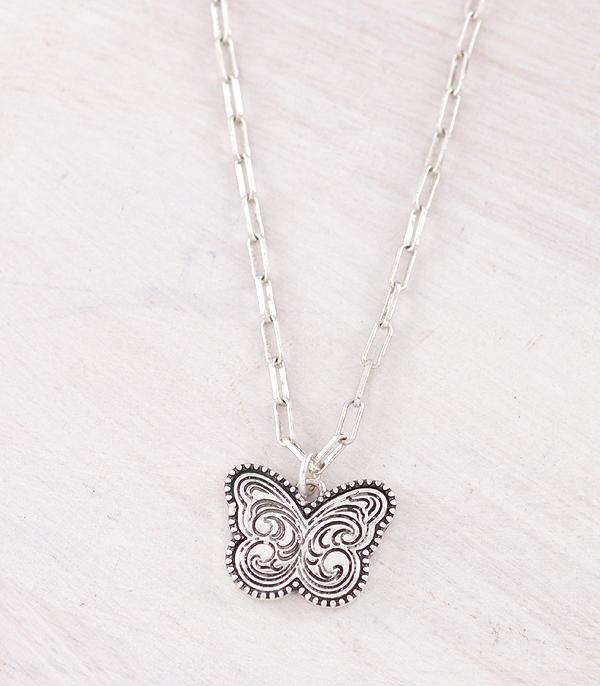 New Arrival :: Wholesale Western Tooling Butterfly Necklace