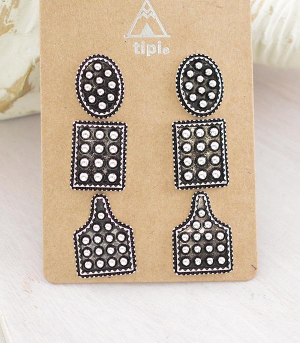 WHAT'S NEW :: Wholesale Western 3PC Set Cattle Tag Earrings