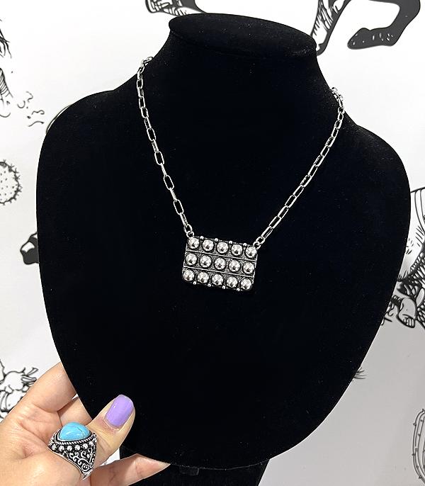 NECKLACES :: CHAIN WITH PENDANT :: Wholesale Western Bubble Concho Necklace