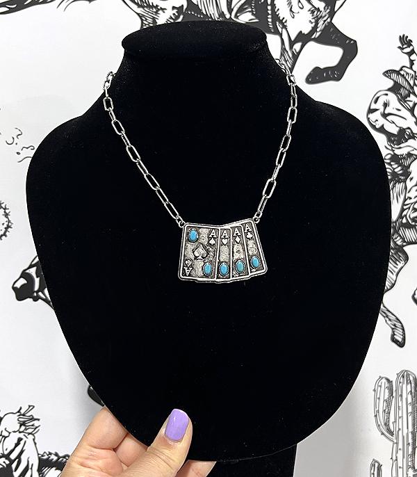 NECKLACES :: TRENDY :: Wholesale Western Ace Of Cards Necklace