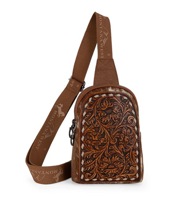 HANDBAGS :: BACKPACK l SLING BAG :: Wholesale Montana West Floral Tooled Sling Bag