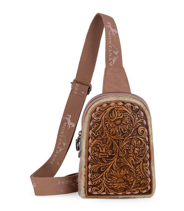 HANDBAGS :: BACKPACK l SLING BAG :: Wholesale Montana West Floral Tooled Sling Bag