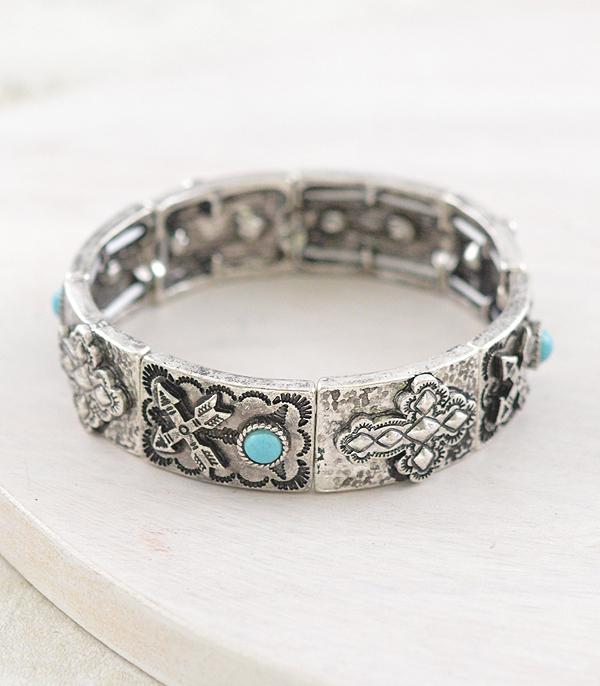 BRACELETS :: STRETCH :: Wholesale Western Cross Concho Stretch Bracelet