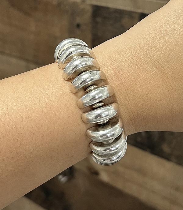 BRACELETS :: STRETCH :: Wholesale Western Silver Accent Bracelet