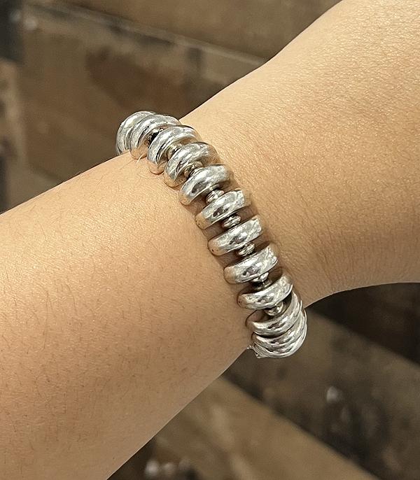 BRACELETS :: STRETCH :: Wholesale Western Silver Accent Bracelet
