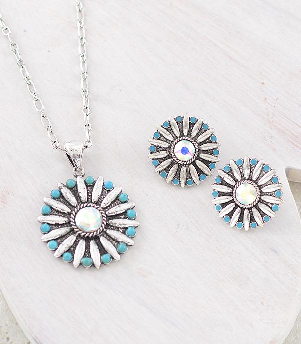 WHAT'S NEW :: Wholeesale Western AB Stone Pendant Necklace Set