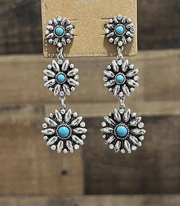 WHAT'S NEW :: Wholesale Western Turquoise Concho Drop Earrigns