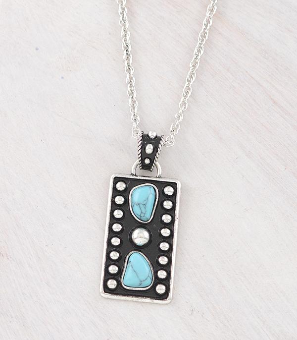WHAT'S NEW :: Wholesale Turquoise Rectangle Concho Necklace