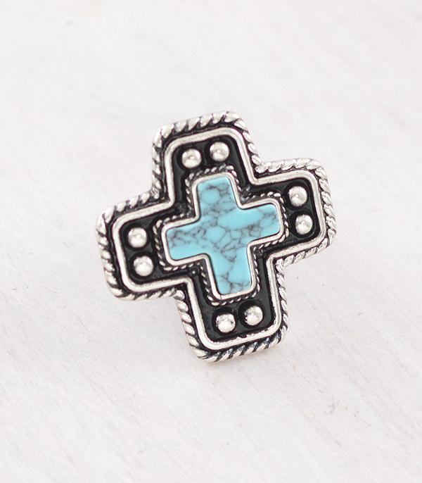 RINGS :: Wholesale Western Turquoise Cross Concho Ring