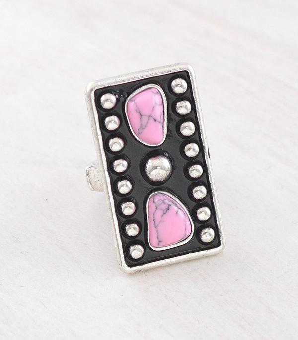 RINGS :: Wholesale Western Pink Stone Concho Ring