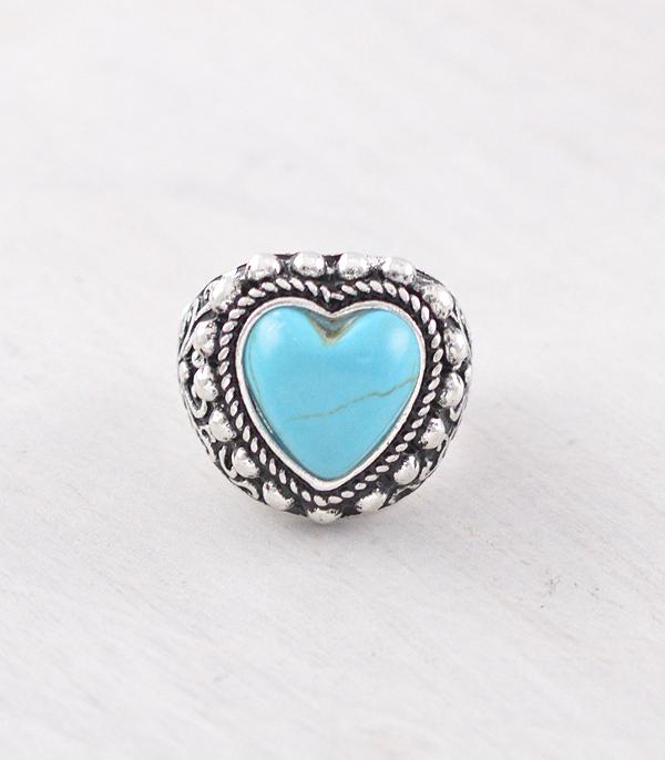 RINGS :: Wholesale Western Turquoise Heart Ring