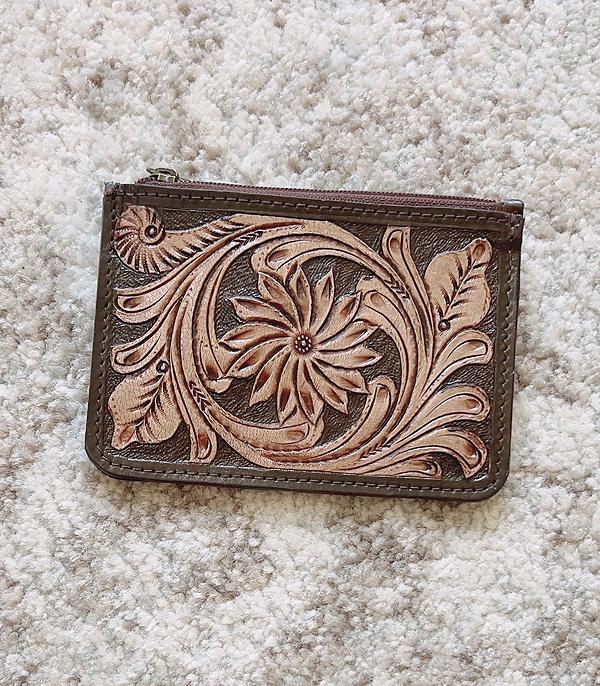 New Arrival :: Wholesale Western Tooling Leather Coin Pouch