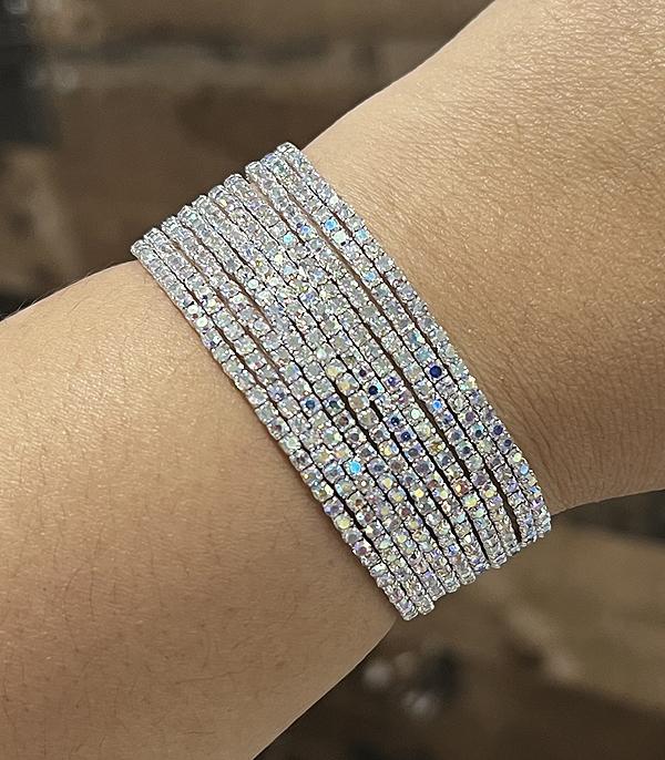 New Arrival :: Wholesale Multi Strand AB Rhinestone Bracelet Set