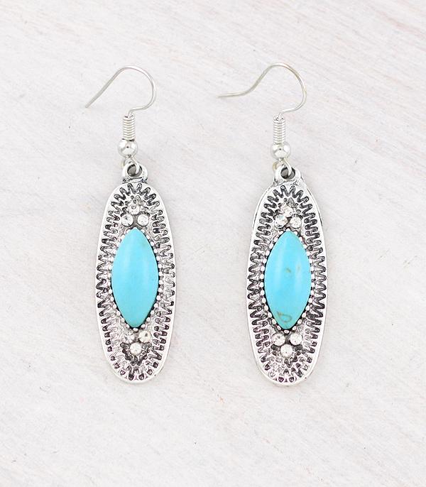EARRINGS :: WESTERN HOOK EARRINGS :: Wholesale Western Turquoise Oval Earrings