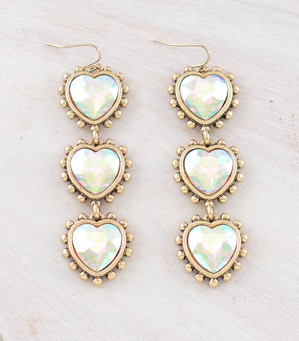 WHAT'S NEW :: Wholesale AB Glass Stone Heart Concho Earrings