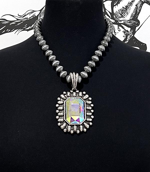 New Arrival :: Wholesale AB Glass Concho Navajo Pearl Necklace