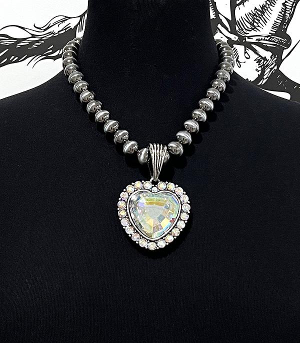 New Arrival :: Wholesale AB Glass Stone Navajo Pearl Necklace